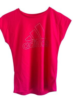 adidas Girls' Bright Pink Logo Short Sleeve Tee